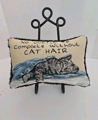 "No Outfit Is Complete Without Cat Hair" Cat Lover Tapestry Pillow Decor Furry - Image 1 of 4