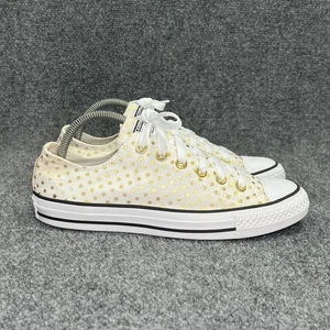 Zapatillas Converse Mujer Talla 9 Crema Lona Dorado Chuck Taylor All Star Bajo Encaje - Imagen 1 de 12