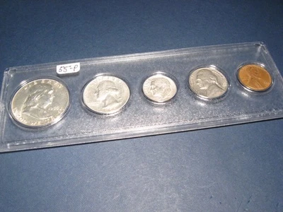 1955 PHILADELPHIA Mint 90% Silver Birth year MATCHED 5 coin set ~ circulated - Image 1 of 4