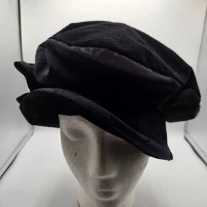 Maggie Mae Adjustable Elegant Black Velvet With Red Satin Rose Hat. - Picture 1 of 6