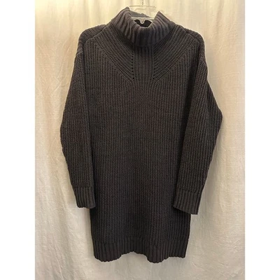 American Eagle Knit Chenille Lightweight LS Dress Gray Medium Mock Turtleneck - Image 1 of 4
