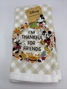 Disney Mickey & Minnie Mouse 2 Pack Hand Kitchen Towels Thankful For Friends NEW - Picture 1 of 5