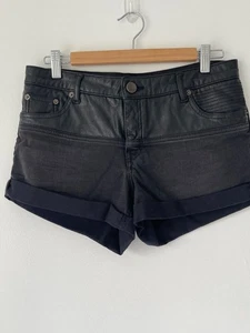 Pantalones Cortos de Denim MAJE Paris Negros Imitación Cuero Para Mujer Talla 38 Dobladillo con Puños - Imagen 1 de 6
