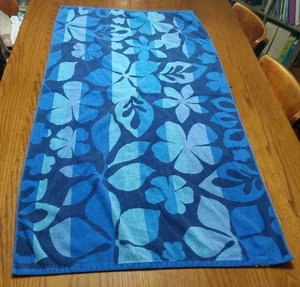 Mainstays Blue Flower Beach Bath Pool Towel Cotton Terry 57x30 - Picture 1 of 3