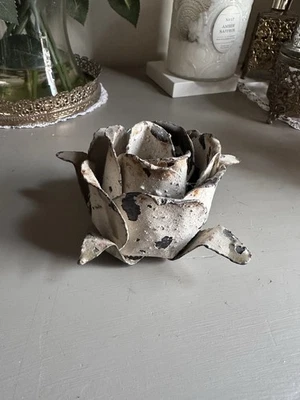 Rustic Metal Rose Distressed Candle Holder for Pillar Candles - Image 1 of 2