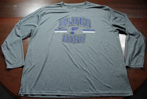 St. Louis Blues Long Sleeve T-Shirt NHL Hockey Shirt 2XL Gray Polyester - Picture 1 of 3