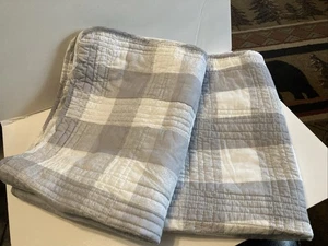 Eddie Bauer Home Standard Pillow Shams (2) Gray/White Plaid Quilted 100% Cotton - Picture 1 of 6