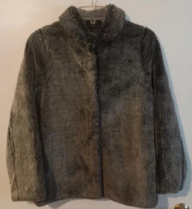 Lands End Kids Size Large 14 Faux Fur Button Up Coat. - Picture 1 of 8