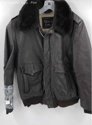 Sears The Leather Shop Mens Brown Long Sleeve Full-Zip Bomber Jacket Size 40 - Image 1 of 4