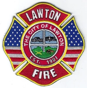OAKLAHOMA - City of Lawton Fire Dept. - [ Maltese Style Shoulder Patch ] - Picture 1 of 1
