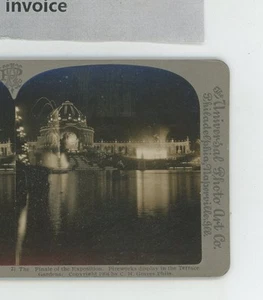 Fireworks Finale Exposition St Louis World Fair 1904 Universal Stereoview - Picture 1 of 2