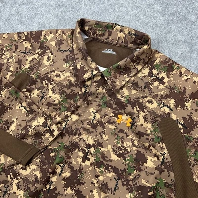 Under Armour Shirt Mens Large Camo Long Sleeve Polo Lightweight Hunting Outdoor - Image 1 of 4