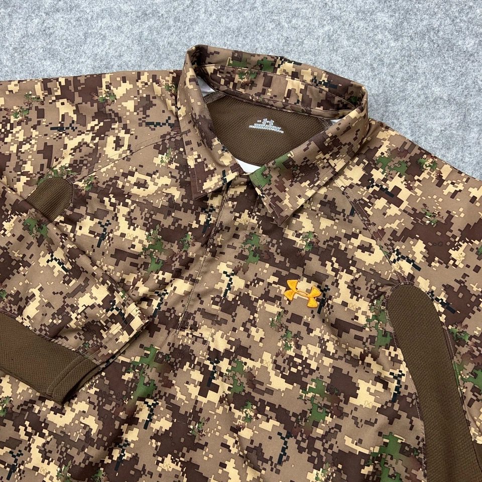Under Armour Shirt Mens Large Camo Long Sleeve Polo Lightweight Hunting Outdoor - Image 1 of 4