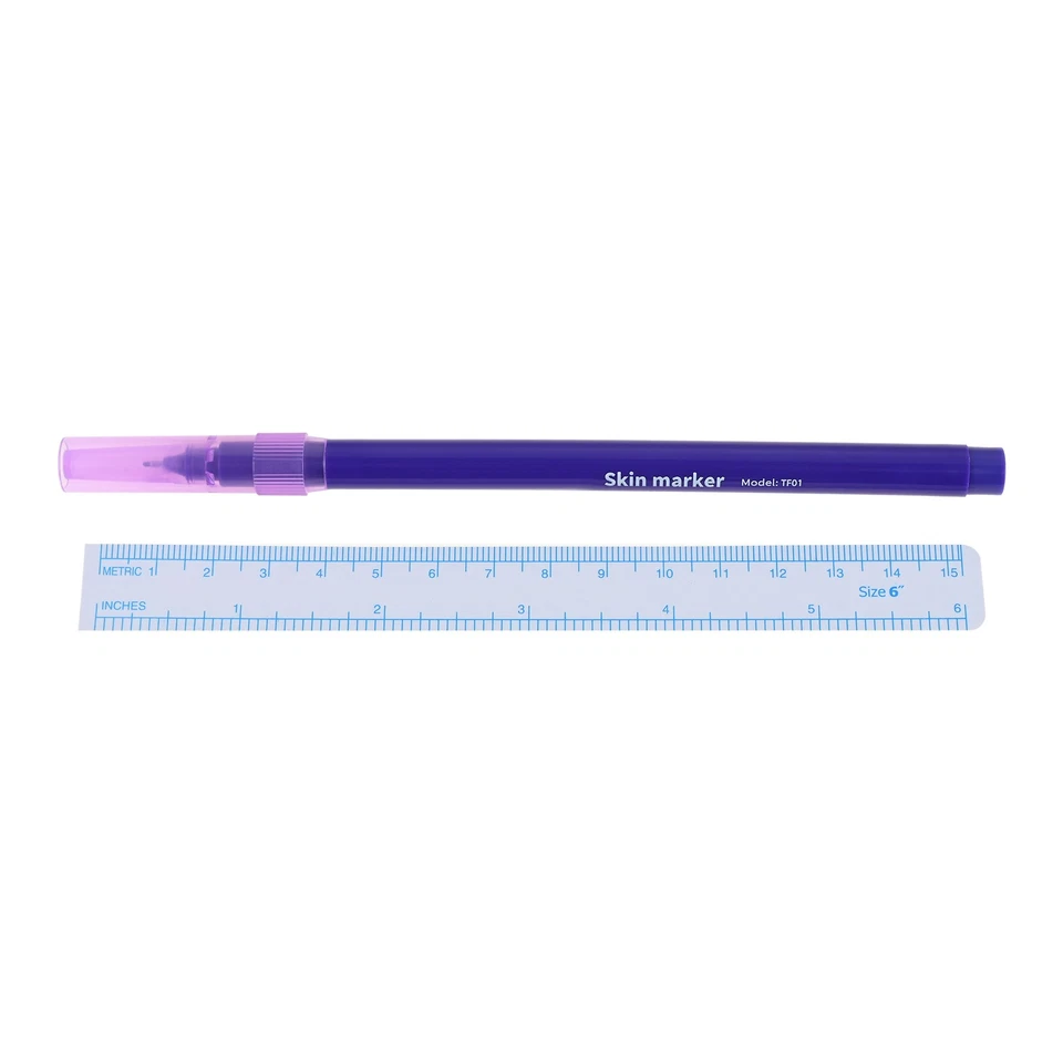 Surgical Skin Marker Pen+Ruler Tattoo Stencil Body Piercing Safe Easy Coloring - Image 1 of 1