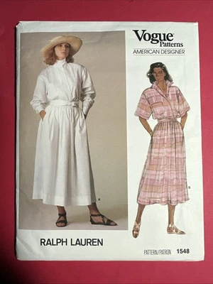 UNCUT Ralph Lauren Misses Top & Skirt 8 Vogue 1548 Sewing Pattern - Image 1 of 2