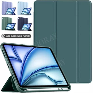 For iPad 7/8/9/10/11th Gen Air 5 6 Pro 11 Leather Case Cover with Pencil Holder - Picture 1 of 42