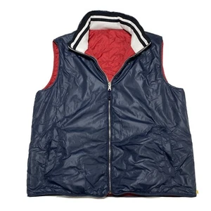 Nautica Mens Large Reversible Puffer Vest Navy Blue Red Full Zip Polyester Fill - Picture 1 of 11