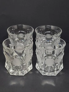 Set Of 4 Fostoria Coin Glass Clear 3-3/4” Old Fashioned 8 oz Glasses Eagle Torch - Picture 1 of 5