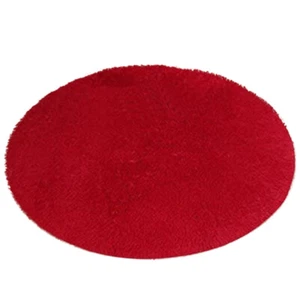 (Red)Plush Round Carpet Non Slip Floor Rug Water Absorbent And Breathable - Picture 1 of 3