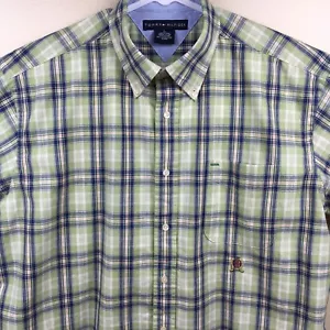 Tommy Hilfiger Herren Hemd Knopfleiste L Kurzarm kariert kariert grün blau - Bild 1 von 8