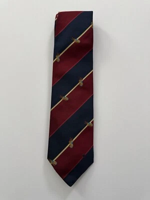 Corbata de seda tejida vintage Dunhill hecha en Inglaterra azul marino/marrón a rayas Foto 1 de 4