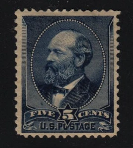 1888 Sc 216 MH 5c indigo with faults CV $210 - Picture 1 of 2