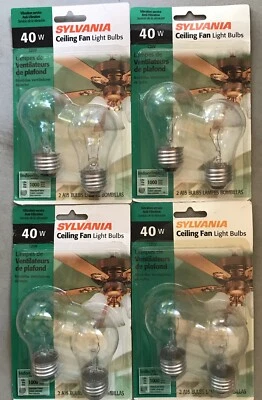 8-Sylvania 40W Clear A15  Ceiling Fan Bulbs Made In USA/ Hungary Medium Base - Image 1 of 4