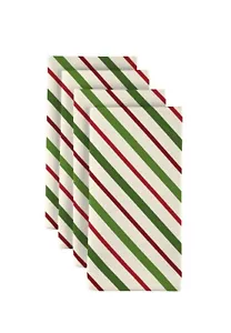 Christmas Red & Green Diagonal Stripe 18" x 18" Napkins 1 Dozen - Picture 1 of 1