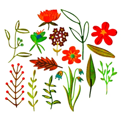 Tim Holtz Flower Dies - Funky Floral #2, Flowers, Leaves, Foliage, 15 Dies  - Image 1 of 4