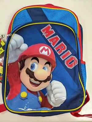 Nintendo Super Mario Boys Multicolor "Here We Go!" Kids' 17" School Backpack NEW - Image 1 of 2