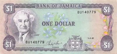 Jamaica   $1  1.2.1987   P 68Ab  Series  BU  Circulated Banknote G8F - Image 1 of 2