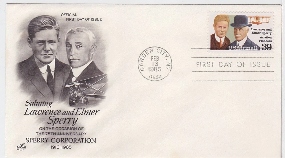 TurtlesTradingPost- Lawrence & Elmer Sperry 1985 #C114 Artcraft Cachet FDC - Image 1 of 1