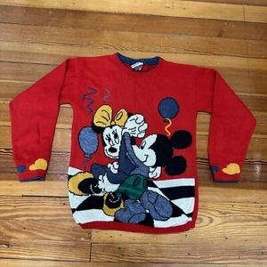 VTG MICKEYS FOR KIDS Mickey & Minnie Mouse Dancing Knit Sweater Size Kids XL - Picture 1 of 6