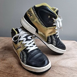Reebok Pro Legacy Womens 8 Mid Top Black/Gold/Leopard Print Sneakers 4-709982 - Picture 1 of 10