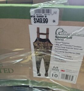 DUCKS UNLIMITED Realtree Max 5 CHEST WADERS W/BOOTS  400g 3M THINSULATE Sz 10.5