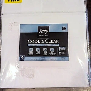 SEALY PLATINUM TWIN COOL & CLEAN SUPERIOR FIT 4 PIECE TWIN SHEET SET NIP, LP $34 - Picture 1 of 6