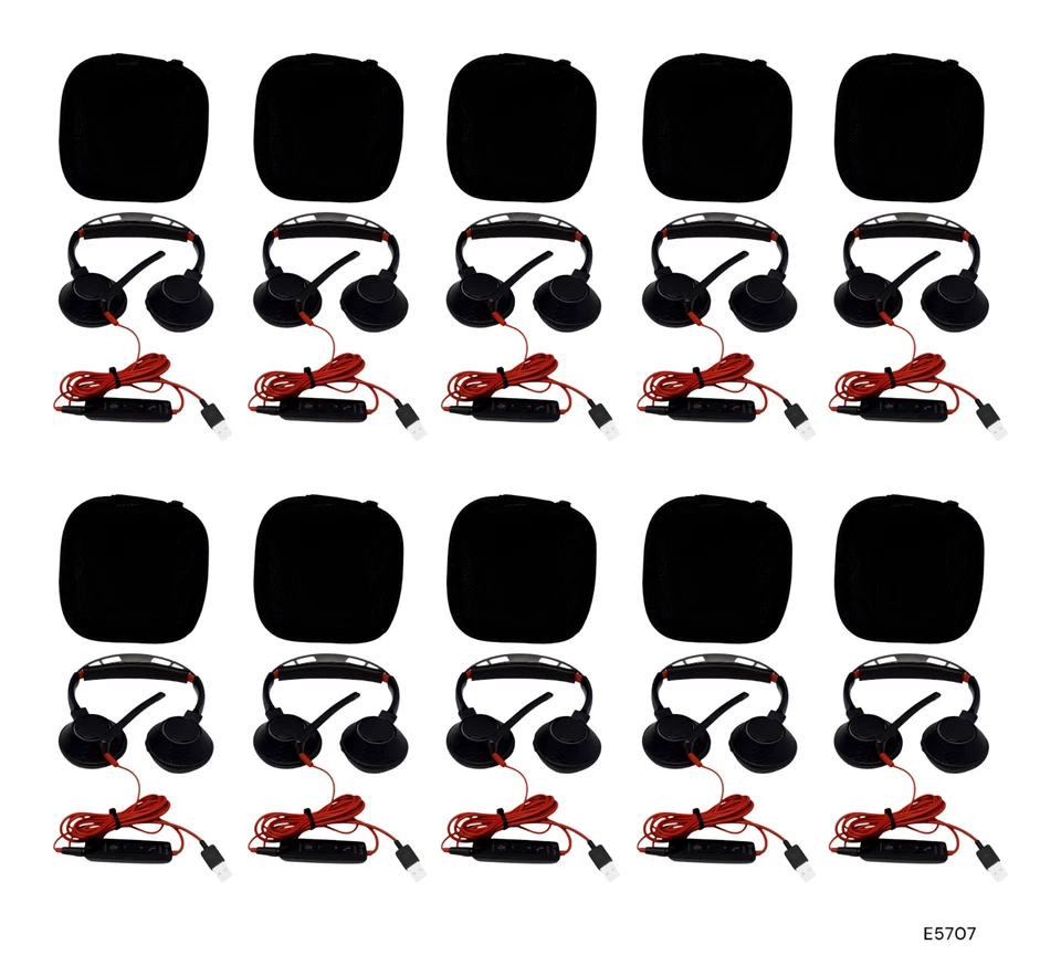 Plantronics Poly C5220T Dual Headset W/ detach C5220 USB-A Adapter Lotof10 E5707 - Image 1 of 4