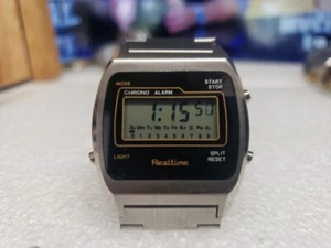 Realtime Digital Quartz Wristwatch Stainless Steel Vintage Read Rare - Picture 1 of 24