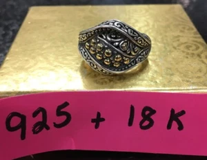 Vintage BJC Balinese Jewelry Creations Indonesia 18K & 925 Ring Size 7 - Bild 1 von 11