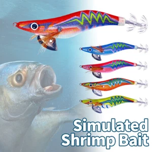 Squid Jig Hooks Octopus Cuttlefish Fishing Bait Artificial Wood Shrimp Lure 1x - Foto 1 di 17