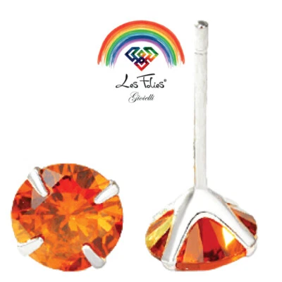Coppia di Orecchini Punti Luce Arancione in argento 925 - Rainbow Collection - Immagine 1 di 4