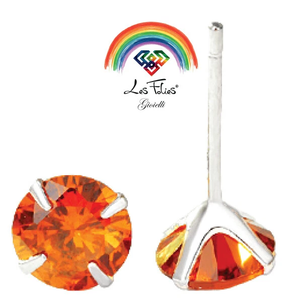 Coppia di Orecchini Punti Luce Arancione in argento 925 - Rainbow Collection - Immagine 1 di 4