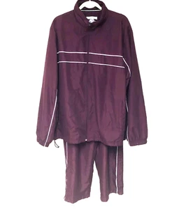 Tek Gear 2 PC Track Suit Women’s Pants L Jacket XXL Leg Zip Hoodie Burgundy - Picture 1 of 9