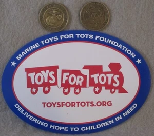 BRAND NEW TOYS FOR TOTS MAGNET & 2 "BRASS" COINS - Picture 1 of 3