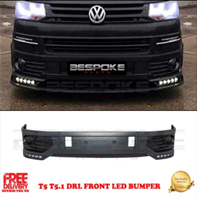 VW SPORTLINE STYLE DRL FRONT SPLITTER BUMPER LOWER SPOILER 2010 FOR VW T5 T5.1 - Image 1 of 4