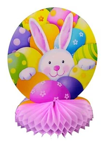 Easter Bunny Rabbit Eggs Spring Holiday Party Decoration Honeycomb Centerpiece - Picture 1 of 1
