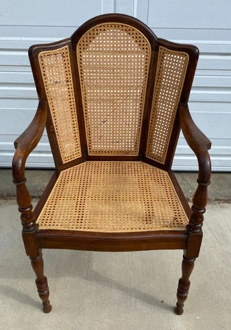 Heywood Wakefield Mid-Century Modern Hollywood Regency Cane Back Barrel Chair Cover