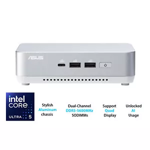 Mini PC ASUS NUC 14 PRO+ NUC14RVSU5 Intel Ultra 5 Wi-Fi 6E Bluetooth Barebone - Picture 1 of 14