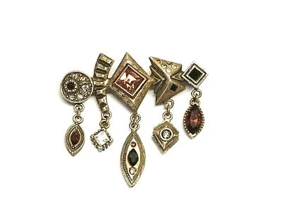 Vintage Patricia Locke PIN BROOCH Gold Plate Flax/ Tweed Swarovski Crystals - Image 1 of 4