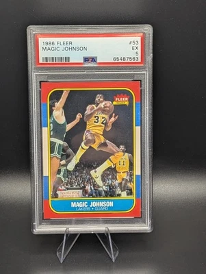 1986-87 Fleer Basketball #53 -  Magic Johnson - Graded PSA 5 EX Excellent - Image 1 of 2